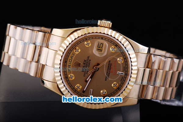 Rolex Day-Date Swiss ETA 2836 Movement with Gold Dial - Click Image to Close